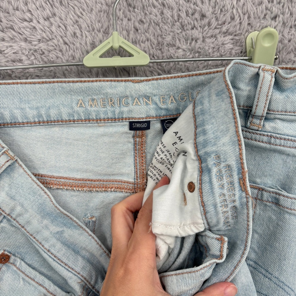 American Eagle Strigid Highest Rise Crossover Baggy Straight Jeans Size 18 Long - Picture 6 of 10